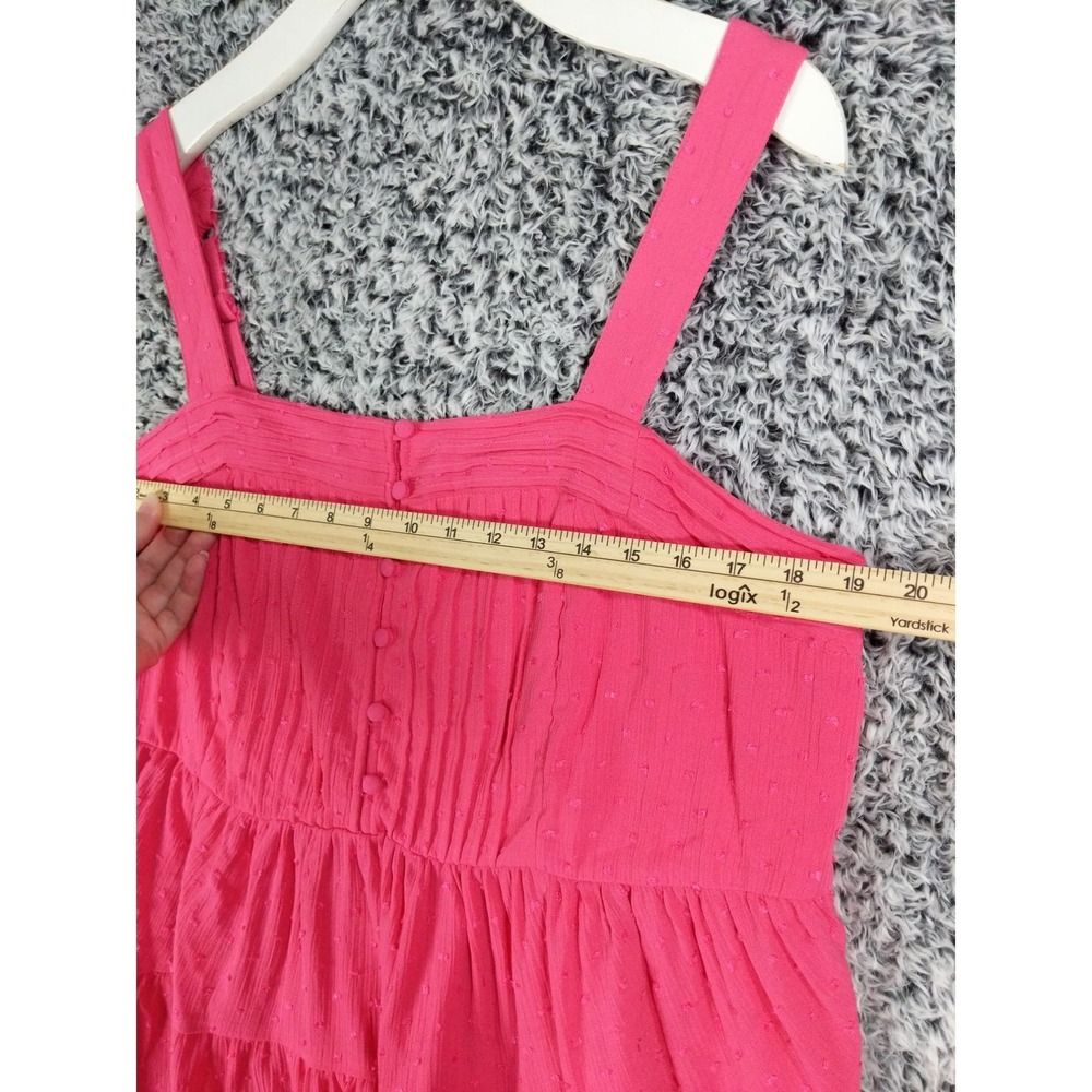 Torrid Womens Cottagecore Tiered Tank Top 1X Pink Swiss Dot Crinkle Gauze NEW - Picture 3 of 8